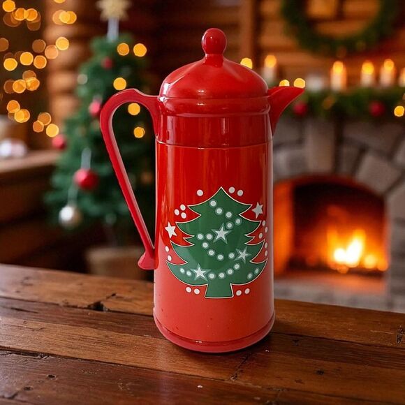 Waechtersbach Thermal Carafe Christmas Tree 1 Liter Vacuum Red Hot Cold Vintage - Picture 1 of 16